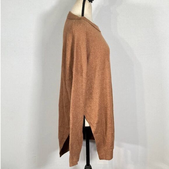 Open Edit Sweater Women's Size Large Brown Asymmetric Side Slit Hem Tunic NWT - Picture 6 of 12